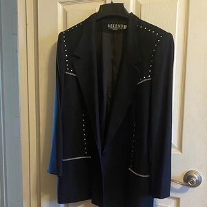 Veleno Black lined Blazer with Rhinestones